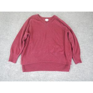 Old Navy Sweater Pullover Women's XXL Burgundy V-Neck Ribbed Trim Warm Oversized